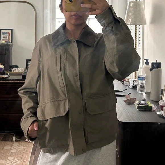 UNISEX Tan Work Jacket with Corduroy Collar - Picture 5 of 6